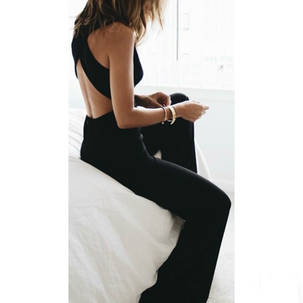 Lulu's Thinking Out Loud Black Backless Jumpsuit
